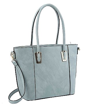 2IN1 TRENDY PLAIN DESIGN TOTE WITH MATCHING BAG SET