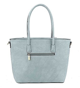 2IN1 TRENDY PLAIN DESIGN TOTE WITH MATCHING BAG SET