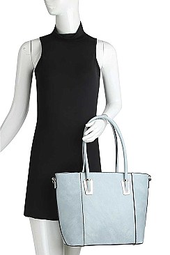 2IN1 TRENDY PLAIN DESIGN TOTE WITH MATCHING BAG SET