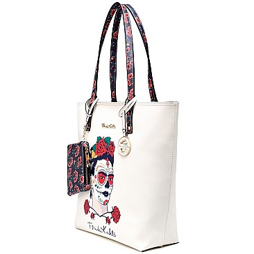 Posh Frida Kahlo Skull Tall Tote