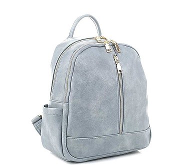 TRENDY PLAIN ZIPPER BACKPACK