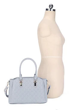 Embossed Multi-Compartment Satchel Bag