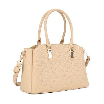 Embossed Multi-Compartment Satchel Bag