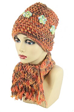 Pack of (12 pieces) ASSORTED COLOR BEANIE AND SCARF SETS