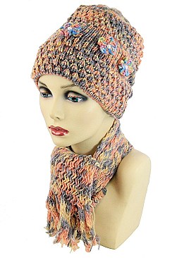 Pack of (12 pieces) ASSORTED COLOR BEANIE AND SCARF SETS