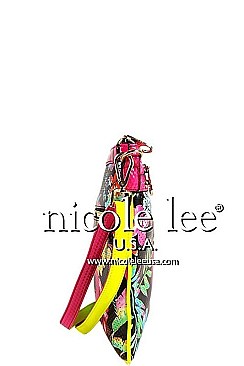 NICOLE LEE MESH TROPICAL PRINT CROSS BODY BAG