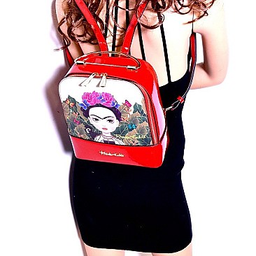 Metal Handle Authentic Cartoon Version Frida Kahlo Backpack