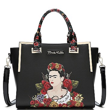 2-Way Authentic Frida Kahlo Flower Theme Wing Satchel