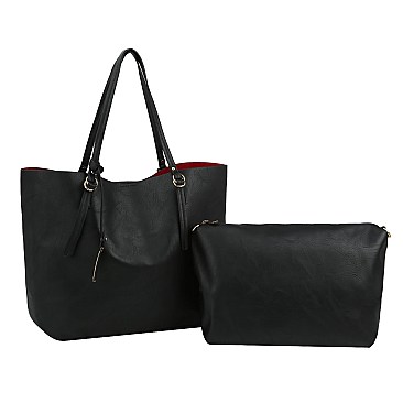 2 in 1 Textured Faux-leather Tote