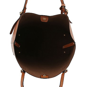 2 in 1 Textured Faux-leather Tote
