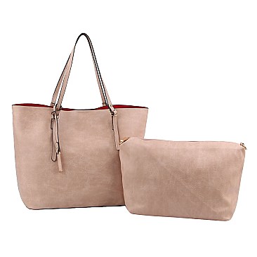 2 in 1 Textured Faux-leather Tote