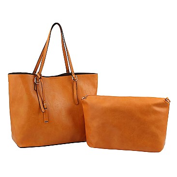 2 in 1 Textured Faux-leather Tote