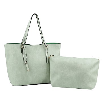 2 in 1 Textured Faux-leather Tote