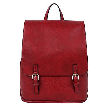 MODERN PLAIN BUCKLE DESIGN BACKPACK