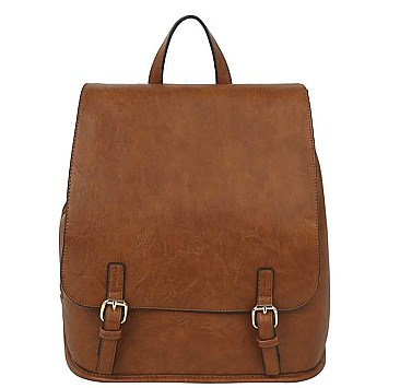 MODERN PLAIN BUCKLE DESIGN BACKPACK
