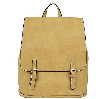 MODERN PLAIN BUCKLE DESIGN BACKPACK