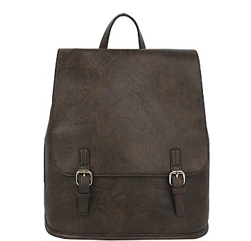 MODERN PLAIN BUCKLE DESIGN BACKPACK