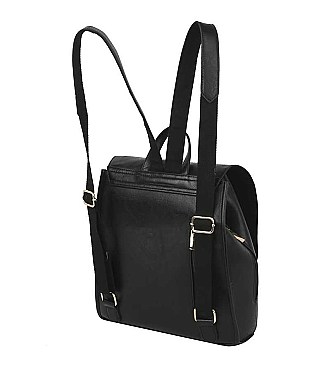 MODERN PLAIN BUCKLE DESIGN BACKPACK
