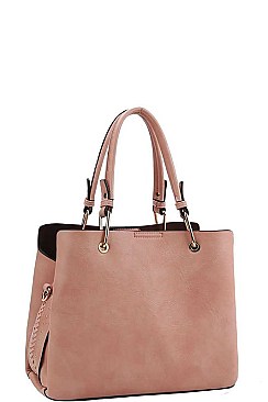 STYLISH SMOOTH PU LEATHER DESIGNER SATCHEL WITH LONG STRAP JY-FN-0006