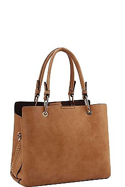 STYLISH SMOOTH PU LEATHER DESIGNER SATCHEL WITH LONG STRAP JY-FN-0006