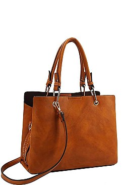 STYLISH SMOOTH PU LEATHER DESIGNER SATCHEL WITH LONG STRAP JY-FN-0006
