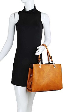 STYLISH SMOOTH PU LEATHER DESIGNER SATCHEL WITH LONG STRAP JY-FN-0006