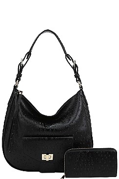 2 IN 1 CROCO HOBO BAG WITH MATCHING WALLET
