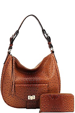 2 IN 1 CROCO HOBO BAG WITH MATCHING WALLET