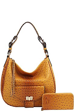 2 IN 1 CROCO HOBO BAG WITH MATCHING WALLET