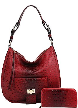 2 IN 1 CROCO HOBO BAG WITH MATCHING WALLET
