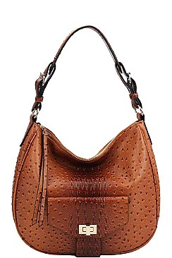 2 IN 1 CROCO HOBO BAG WITH MATCHING WALLET