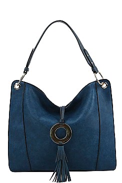 STYLISH TASSEL ACCENT HOBO BAG