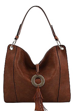 STYLISH TASSEL ACCENT HOBO BAG
