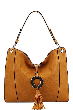 STYLISH TASSEL ACCENT HOBO BAG