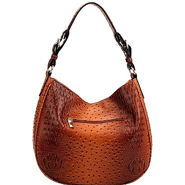 2-Way Turn-Lock Accent Ostrich Print Hobo Wallet SET