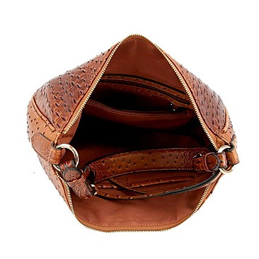2-Way Turn-Lock Accent Ostrich Print Hobo Wallet SET