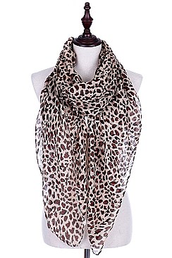 Pack of (12 Pieces) Assorted Color Jaguar Print Scarves