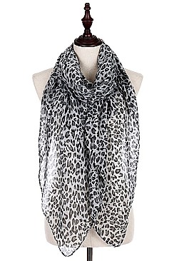 Pack of (12 Pieces) Assorted Color Jaguar Print Scarves