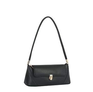 Push-lock Flap Shoulder Bag