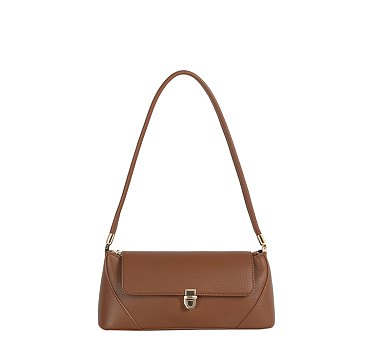 Push-lock Flap Shoulder Bag