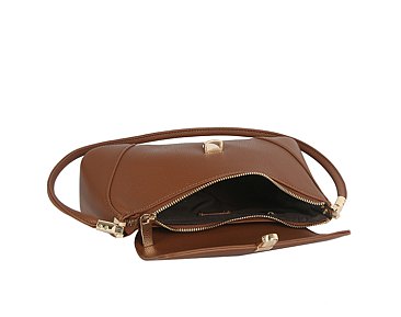Push-lock Flap Shoulder Bag