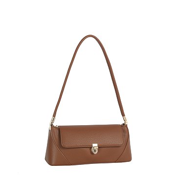 Push-lock Flap Shoulder Bag