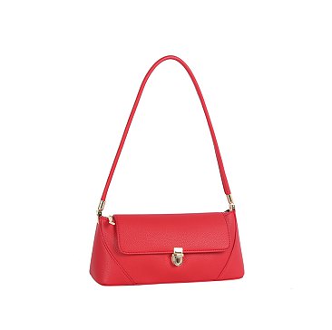 Push-lock Flap Shoulder Bag
