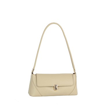Push-lock Flap Shoulder Bag