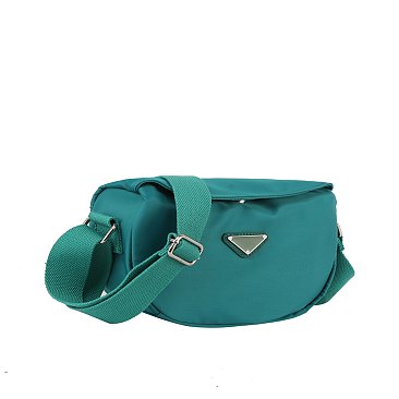 Nylon Triangle Plaque Crossbody Bag