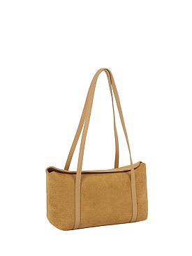 Faux Suede Boston Bag