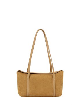 Faux Suede Boston Bag