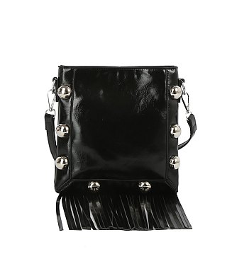 Studded Bubble Fringe Crossbody Bag