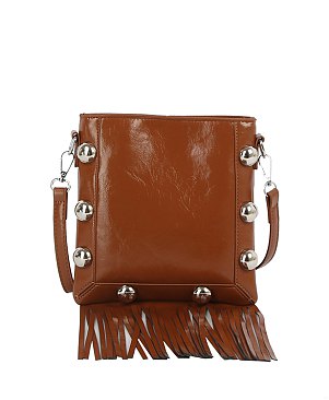 Studded Bubble Fringe Crossbody Bag