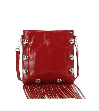 Studded Bubble Fringe Crossbody Bag